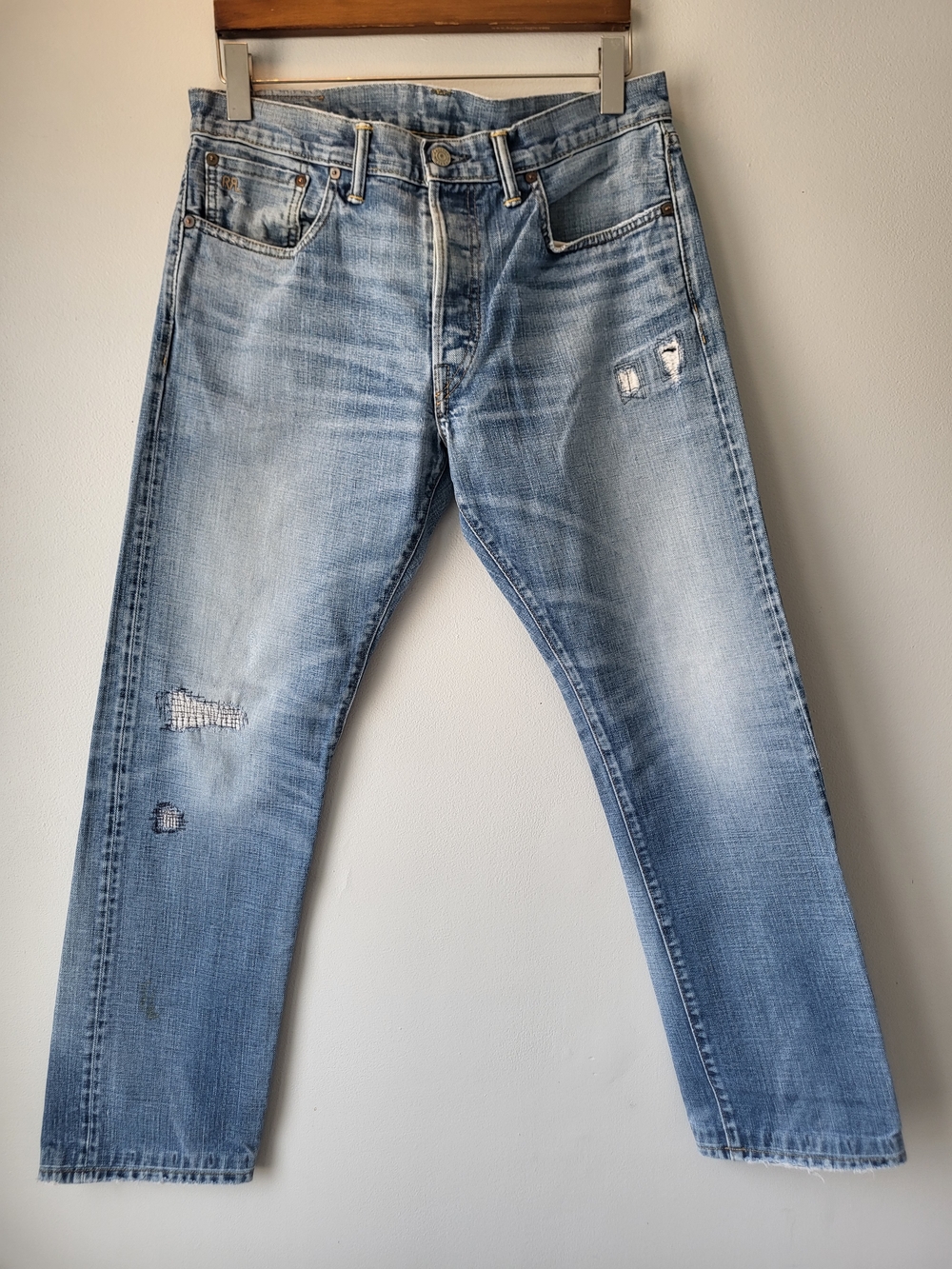 Ralph Lauren Double RL Light Blue Distressed Men’s Slim Fit Jeans